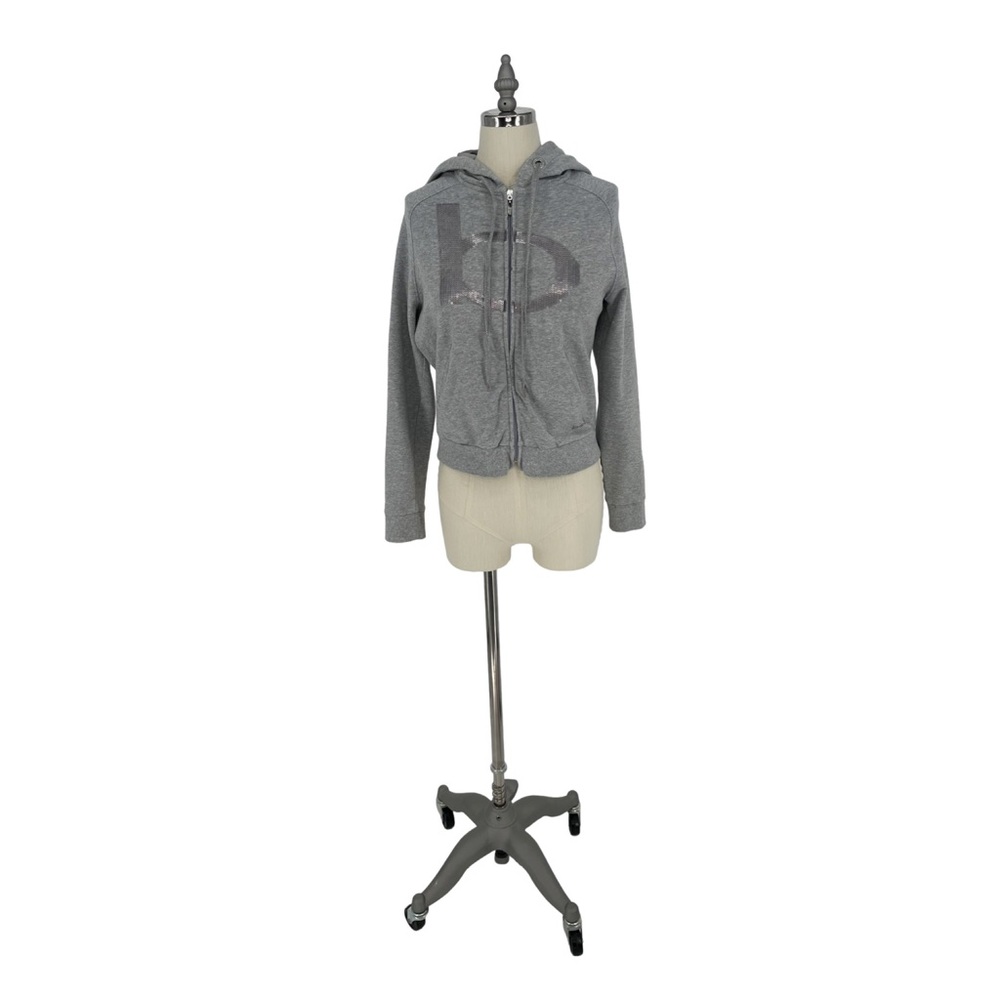 Bebe‎ Women’s Logo Zip Up Heather Grey Hoodie - L $89